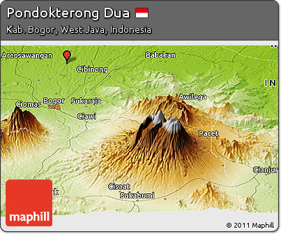 Physical Panoramic Map of Pondokterong Dua