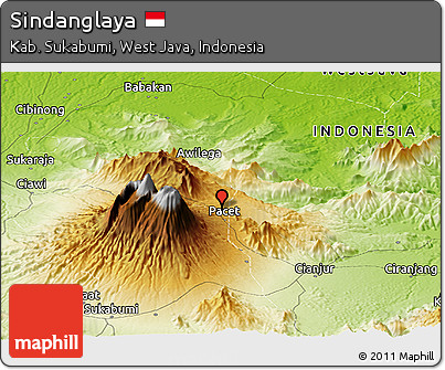 Physical Panoramic Map of Sindanglaya