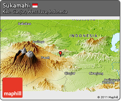 Physical Panoramic Map of Sukamahi