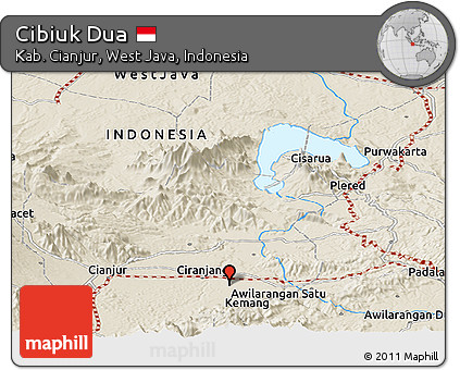Shaded Relief Panoramic Map of Cibiuk Dua