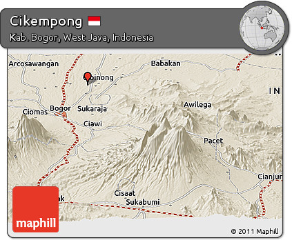Shaded Relief Panoramic Map of Cikempong