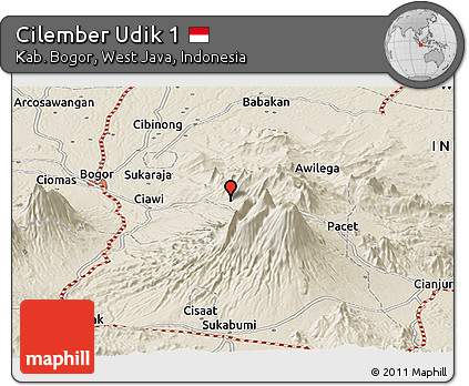 Shaded Relief Panoramic Map of Cilember Udik 1