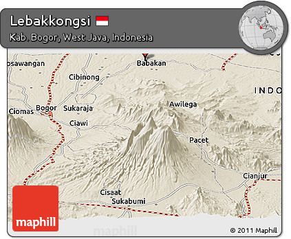 Shaded Relief Panoramic Map of Lebakkongsi