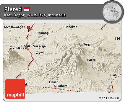 Shaded Relief Panoramic Map of Plered