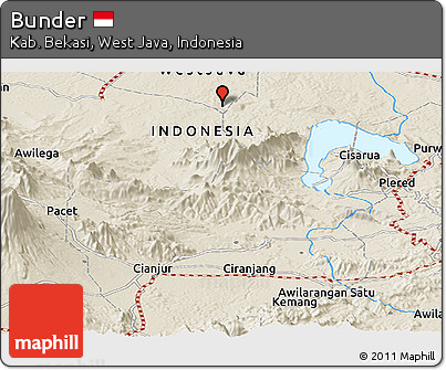 Shaded Relief Panoramic Map of Bunder