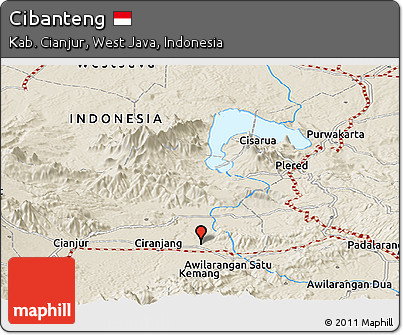 Shaded Relief Panoramic Map of Cibanteng