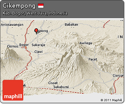 Shaded Relief Panoramic Map of Cikempong