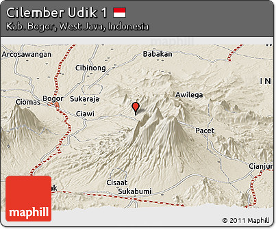 Shaded Relief Panoramic Map of Cilember Udik 1