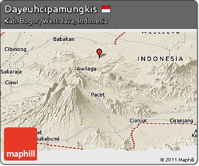 Shaded Relief Panoramic Map of Dayeuhcipamungkis