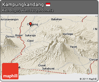 Shaded Relief Panoramic Map of Kampungkandang