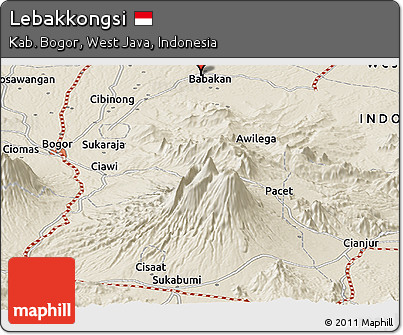 Shaded Relief Panoramic Map of Lebakkongsi