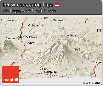 Shaded Relief Panoramic Map of Leuwinanggung Tiga