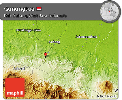 Physical 3D Map of Gunungtua