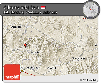 Shaded Relief 3D Map of Cikareumbi Dua