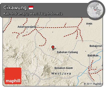 Shaded Relief 3D Map of Cikawung