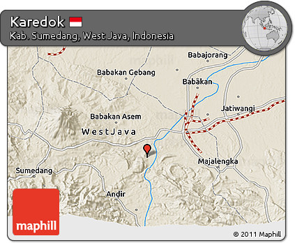 Shaded Relief 3D Map of Karedok