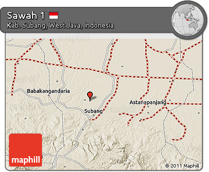 Shaded Relief 3D Map of Sawah 1