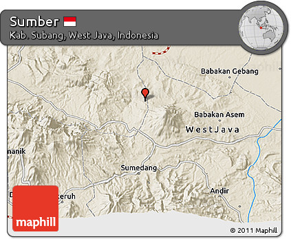 Shaded Relief 3D Map of Sumber