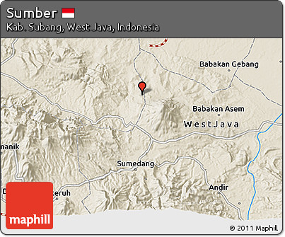 Shaded Relief 3D Map of Sumber
