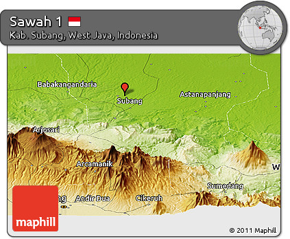 Physical Panoramic Map of Sawah 1