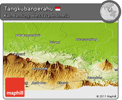 Physical Panoramic Map of Tangkubanperahu