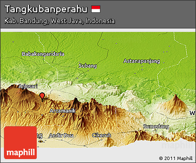 Physical Panoramic Map of Tangkubanperahu