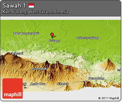 Physical Panoramic Map of Sawah 1