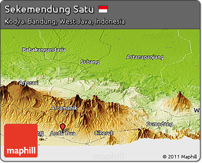 Physical Panoramic Map of Sekemendung Satu