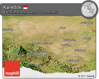 Satellite Panoramic Map of Karedok