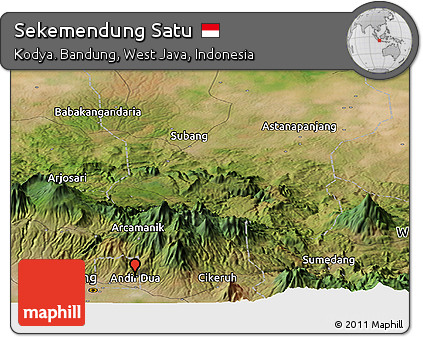 Satellite Panoramic Map of Sekemendung Satu