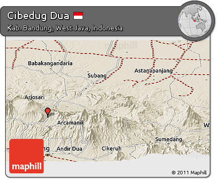 Shaded Relief Panoramic Map of Cibedug Dua