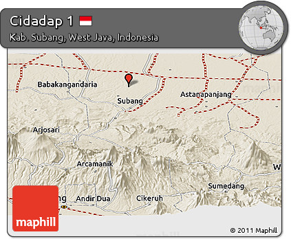 Shaded Relief Panoramic Map of Cidadap 1
