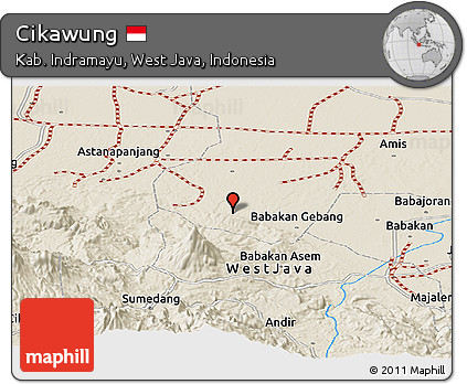 Shaded Relief Panoramic Map of Cikawung