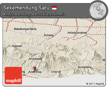 Shaded Relief Panoramic Map of Sekemendung Satu