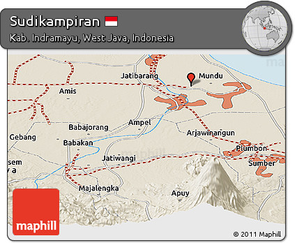 Shaded Relief Panoramic Map of Sudikampiran