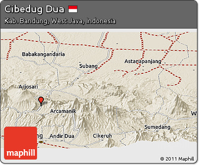 Shaded Relief Panoramic Map of Cibedug Dua