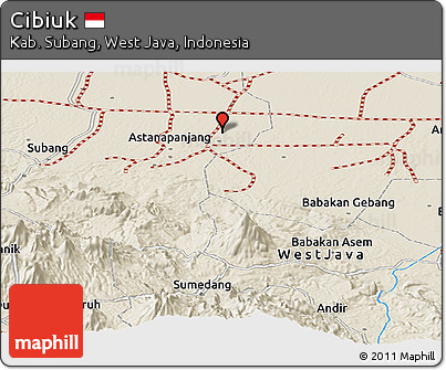 Shaded Relief Panoramic Map of Cibiuk
