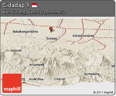 Shaded Relief Panoramic Map of Cidadap 1