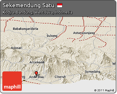 Shaded Relief Panoramic Map of Sekemendung Satu