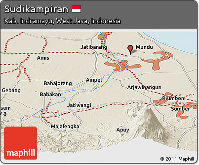 Shaded Relief Panoramic Map of Sudikampiran