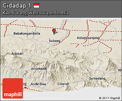 Shaded Relief Panoramic Map of Cidadap 1