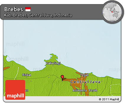 Physical 3D Map of Brebes