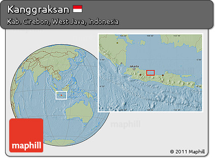 Savanna Style Location Map of Kanggraksan, hill shading
