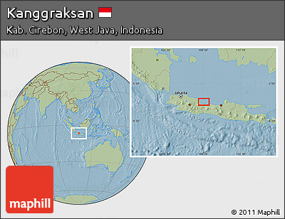 Savanna Style Location Map of Kanggraksan, hill shading