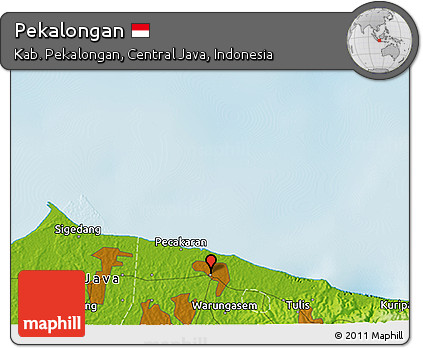 Physical 3D Map of Pekalongan