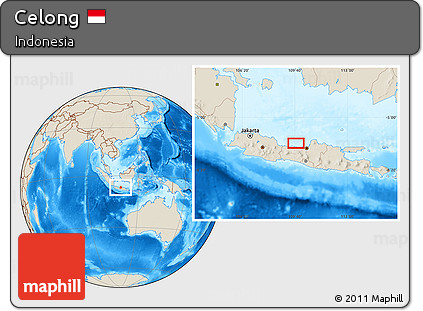 Shaded Relief Location Map of Celong