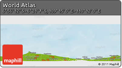 Physical Panoramic Map of the Area around 6° 38' 39" S, 109° 43' 29" E