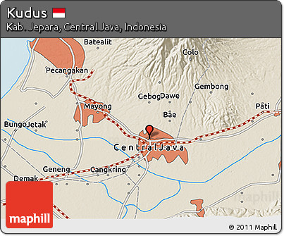 Shaded Relief 3D Map of Kudus