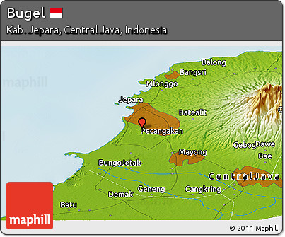 Physical Panoramic Map of Bugel
