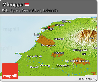 Physical Panoramic Map of Mlonggo